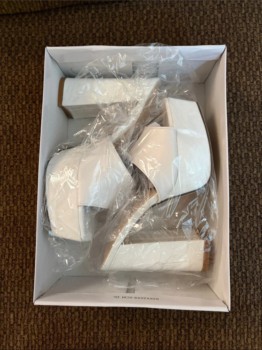 White Platform Block Heel Slide Sandals Size 35/5